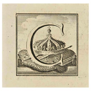 Luigi Vanvitelli, Letter of the Alphabet C, Etching, 18th Century For Sale