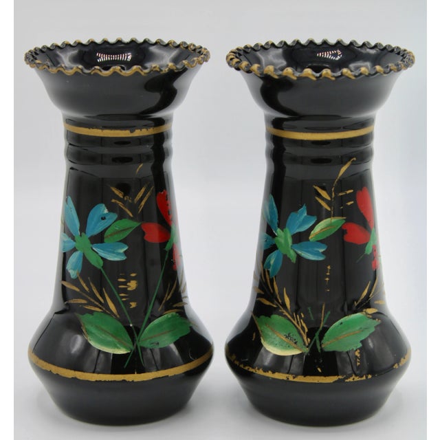 Antique Dutch Black Opaline Vases - a Pair For Sale - Image 10 of 10