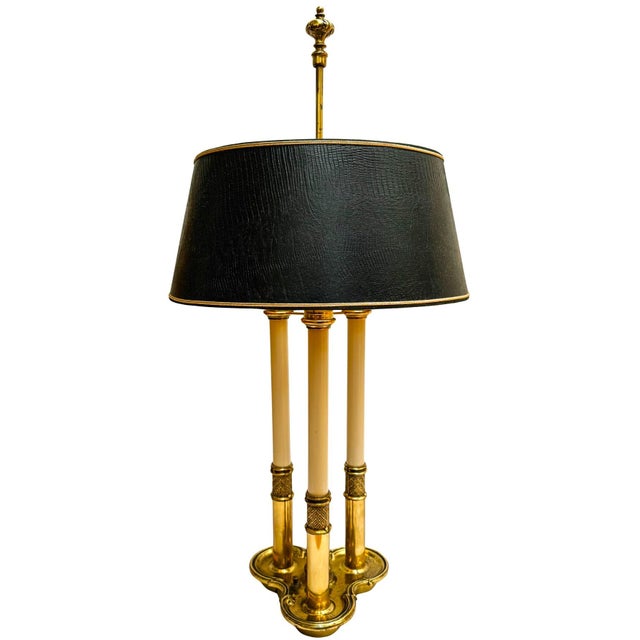 An exceptional mid-century Neoclassical Bouillotte-style table lamp by the Stiffel Lamp Company. Crafted with Stiffel’s...