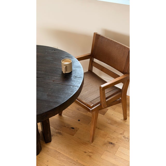 Brutalist Vintage Brutalist Round Dining or Entry Table in Reclaimed Wood. For Sale - Image 3 of 3