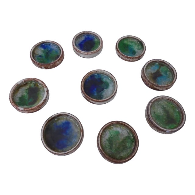 Danish Studio Ceramic Bowls by Jim & Henny Waldorff for Svaneke, 1960s, Set of 9 For Sale