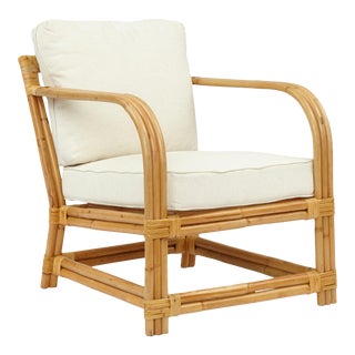 Bassett Hall Club Chair, Beige, Rattan For Sale