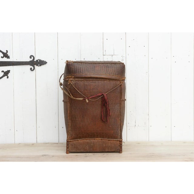 Rare Antique Double Woven Storage Basket From Burma For Sale - Image 10 of 10