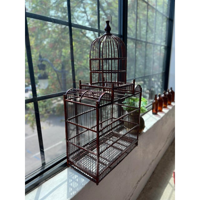 Vintage Mid 20th Century Wooden Birdcage For Sale - Image 9 of 9