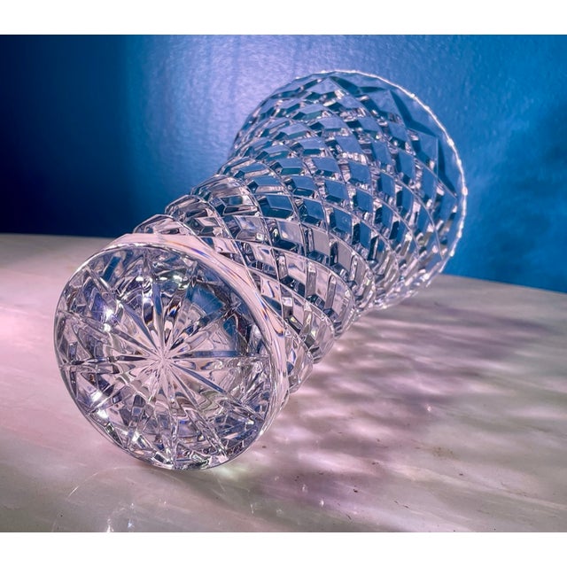 1980s Vintage Waterford Alana 10" Brilliant Heavy Cut Crystal Vase For Sale - Image 5 of 7