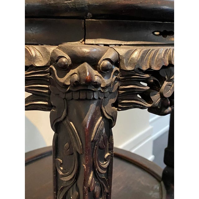 Early 20th Century Carved Wood and Marble Jardiniere Stand For Sale - Image 4 of 5