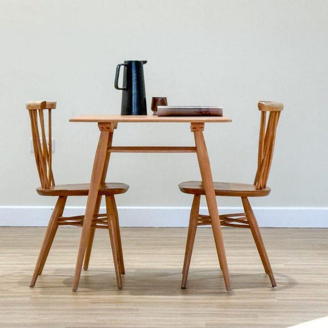 Brown Blue Label Dining Table and Chairs by Lucian Ercolani for Ercol, Set of 3 For Sale - Image 8 of 9