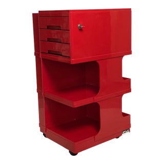 1960s Giovanni Pelis for Stile Neolt Red Artist or Work Trolley With Key For Sale