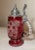 Ruby Red Tall Vintage Hand Cut to Clear Ruby Red Glass Pewter Czech Lidded Beer Stein Mug For Sale - Image 8 of 12