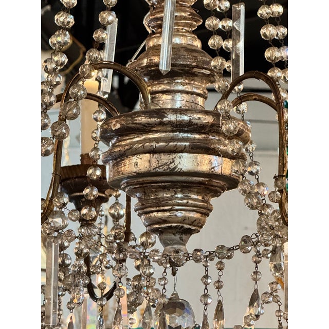 19th C. Italian Silverleaf Wood and Crystal Chandeliers For Sale - Image 4 of 12