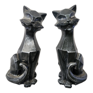 Cubist Cats Pair Mid Century 1961 Universal Statuary Chalkware