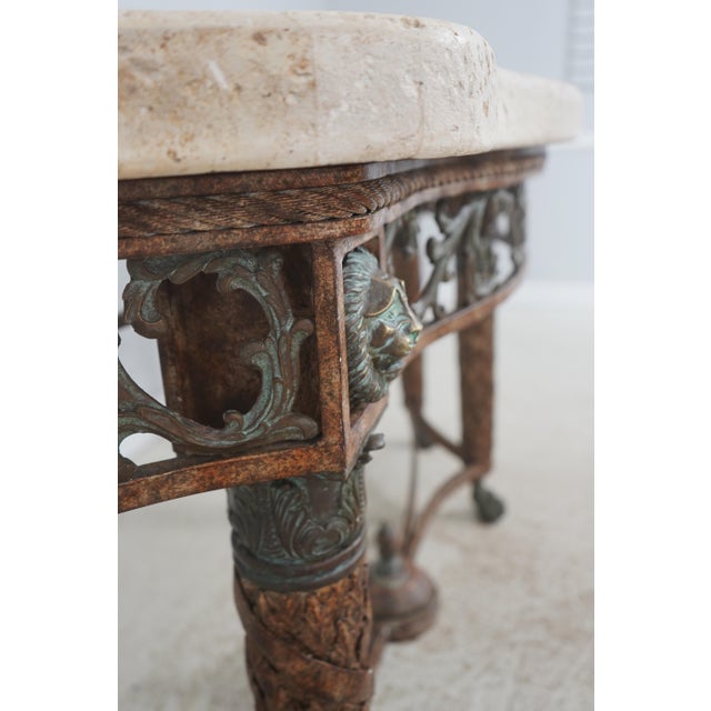 Maitland Smith Bronze Neoclassical Console Table W. Stone Top For Sale - Image 11 of 16