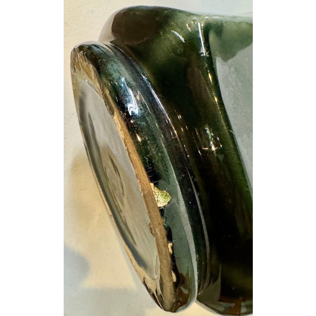 Impressive Statement! Antique Art Deco Faience Majolica Vase Decorated With Sculpted Delicate Flowers For Sale - Image 11 of 16