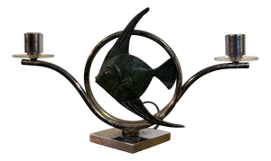 Fish Motif Table Lamp in Bronze, 1930s