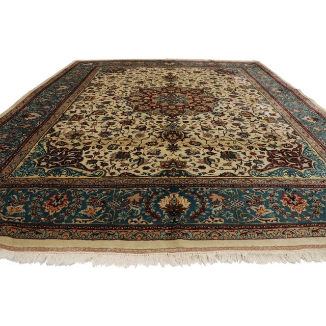 Baroque Vintage Persian Tabriz Rug - 09'00 X 11'03 For Sale - Image 3 of 7