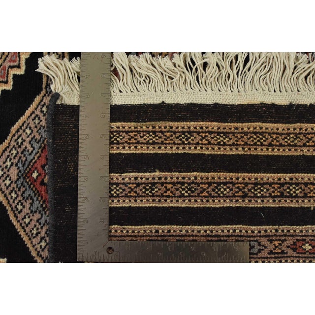 Bokhara Jaldar Rug 8’1” X 10’2” Black Wool Tribal Hand-Knotted Oriental Carpet For Sale - Image 13 of 13