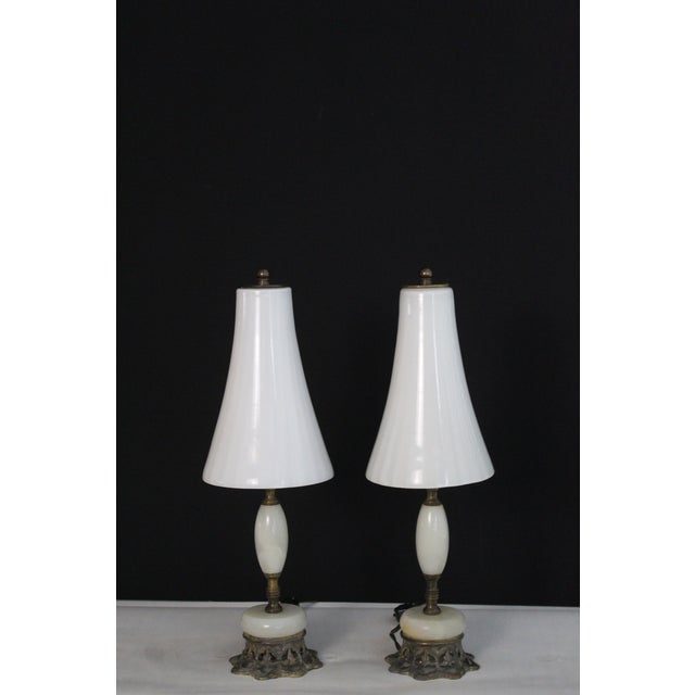 Petite Pair of Petite Maison Charles Style Boudoir Lamps For Sale - Image 14 of 15