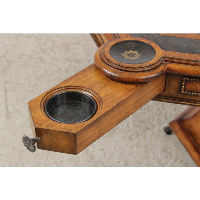 Maitland Smith Large Walnut Leather Top Game Table For Sale - Image 12 of 18
