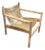 Mid Century Wood and Leather Sling Safari Lounge Chair For Sale
