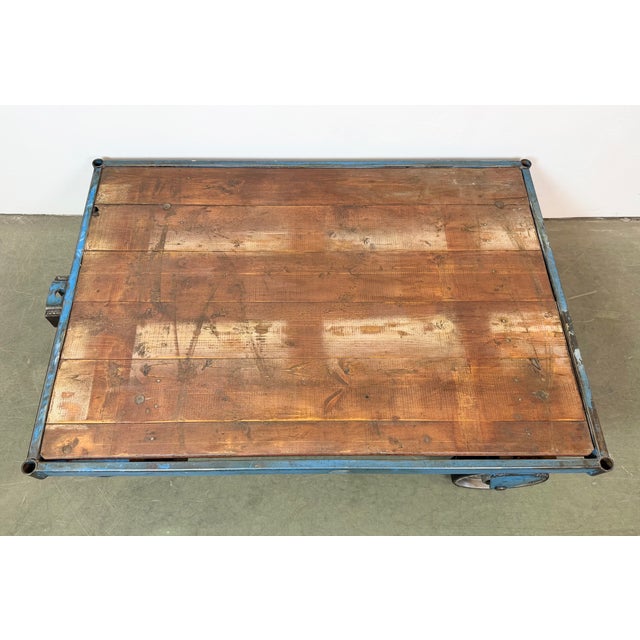 Large Industrial Blue Coffee Table Cart, 1960s For Sale - Image 9 of 16