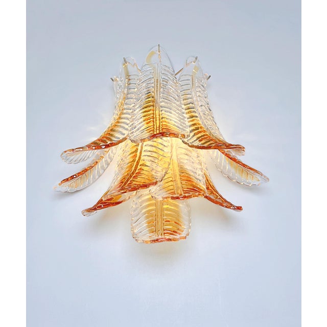 Italian Amber Murano Glass Felci Wall Sconces, 1990s, Set of 2 For Sale - Image 13 of 16