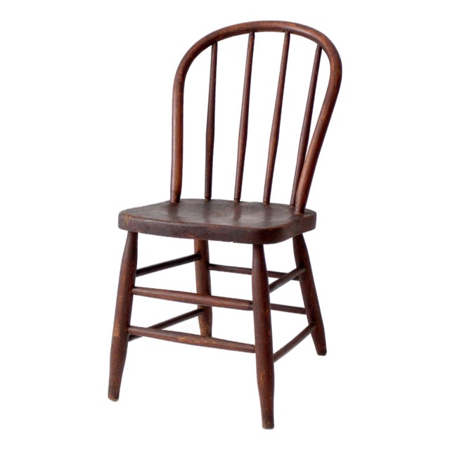 Antique American Windsor Bow Back Spindle Chair For Sale