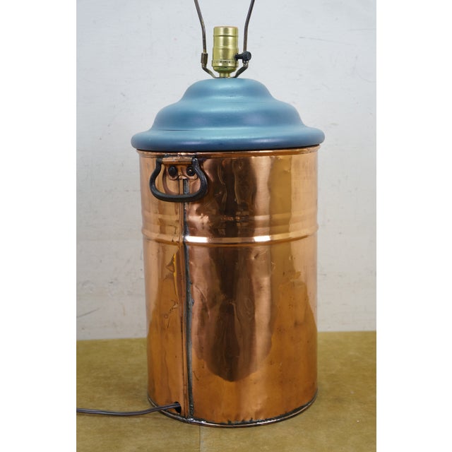 Antique Country Farmhouse Copper Boiler Still Tank Table Lamp 30" For Sale - Image 4 of 13