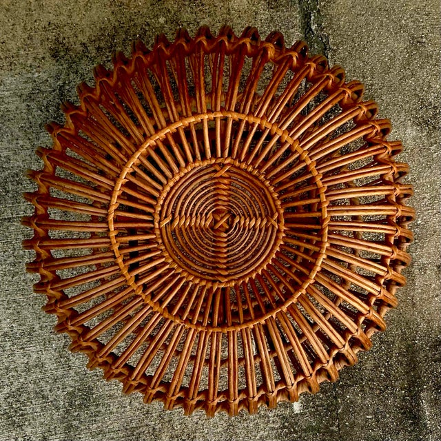 Tan Vintage Boho Bent Rattan Low Table After Albini For Sale - Image 8 of 12