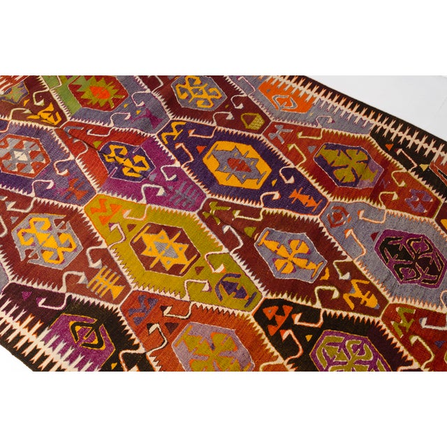Textile Mid 20th Century Handwoven Large Diamond Medallion Tribal Rug For Sale - Image 7 of 10