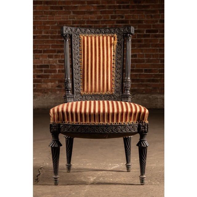 Traditional Late 19th Century Renaissance Revival Ebonized Carved Side Chair For Sale - Image 3 of 9