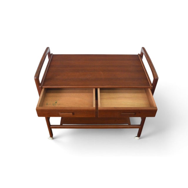 Mid 20th Century Danish Modern Two Drawer Bar Cart in Teak For Sale - Image 11 of 11
