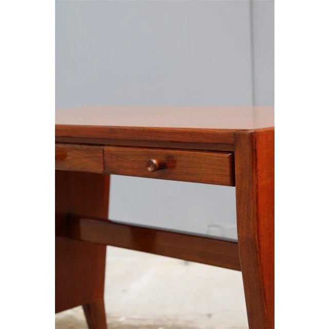 Small Vintage Walnut Desk with Laminated Top & Brass Tips by Gio Ponti For Sale - Image 16 of 18