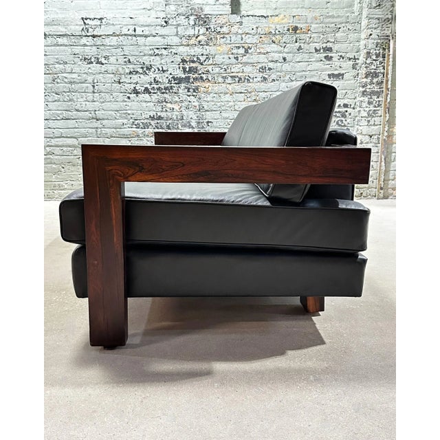 Brazilian Rosewood Sofa Black Leather, 1960 For Sale - Image 9 of 12