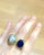 Bochic “Orient” Blue Sapphire & Pearl Vintage 2 Gem Ring Set 18K & Silver, Size 9.5 For Sale - Image 9 of 12