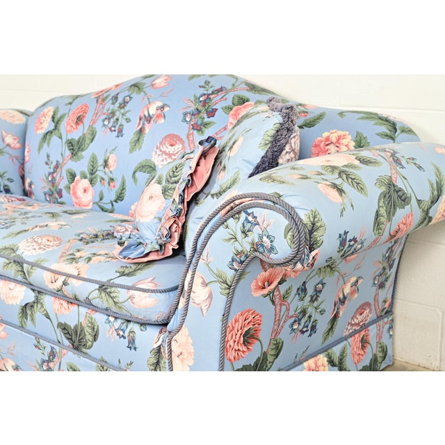 Baker Furniture English Traditional Floral Upholstered Roll Arm Camelback Sofa For Sale - Image 9 of 15