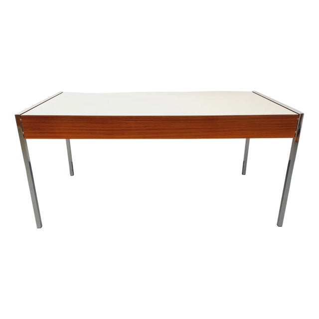 Modernist Desk in Rosewood, Melamine and Metal, 1970s For Sale