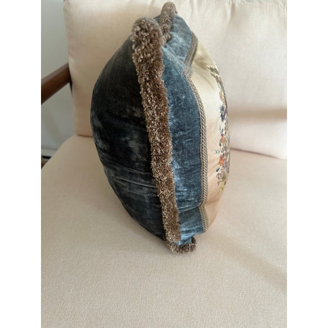 2000 - 2009 Vintage Rare Tree of Life Velvet Pillow With Antique Embroidered Appliqué For Sale - Image 5 of 7