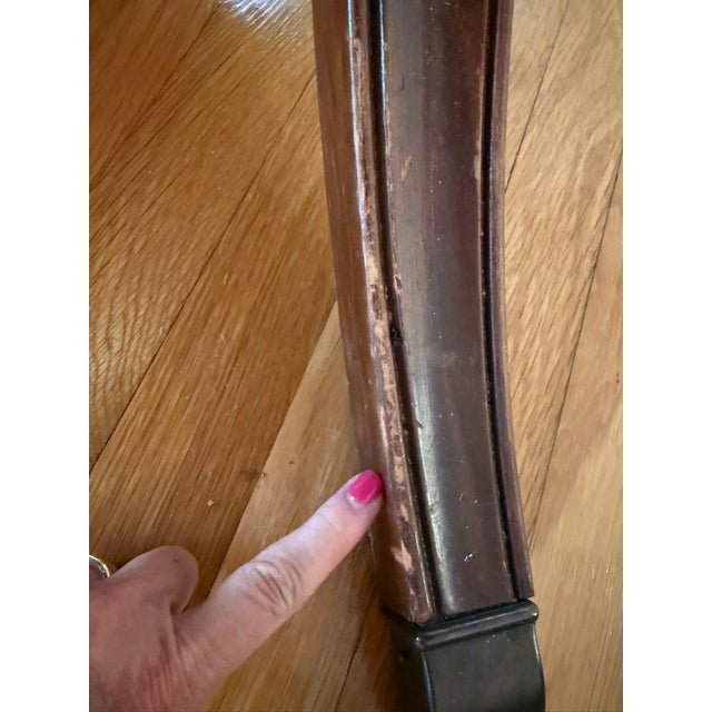 Mahogany Double-Pedestal Dining Table With 3 Leaves, Brass-Tipped Feet & Custom Pads For Sale - Image 9 of 11