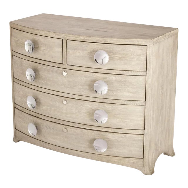 2020s Global Views Organic Modern Greige 5-Drawer Bow Front Dresser For Sale - Image 5 of 5