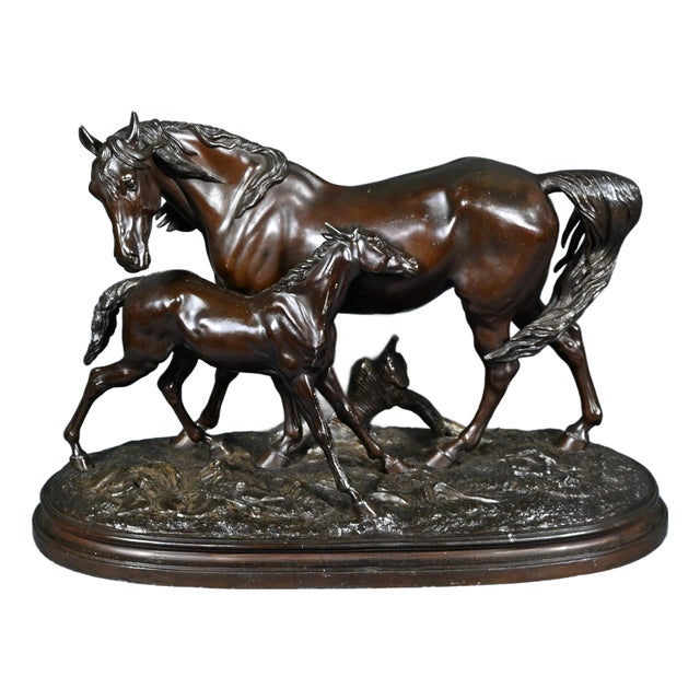 After P-J.Mène, Mare and Foal, Late 1800s, Regula For Sale