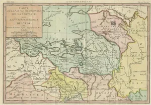 Antique Hand-Colored Map of Tartary and Northern India