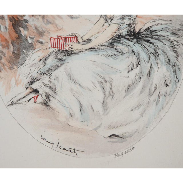 Louis Icart, Jeune femme et l'oiseau, Etching For Sale - Image 3 of 6