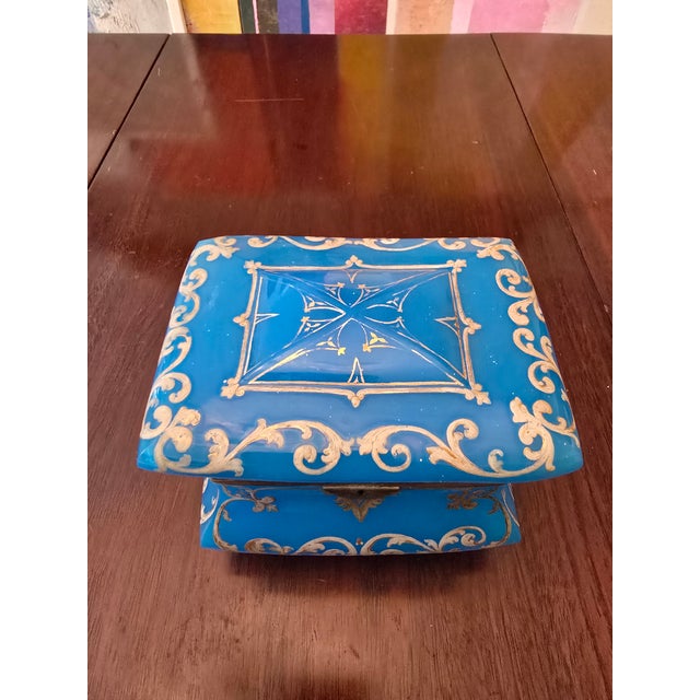 Early 19th Century Antique Museum Opaline Glass Jewelry Box Casket For Sale - Image 11 of 11
