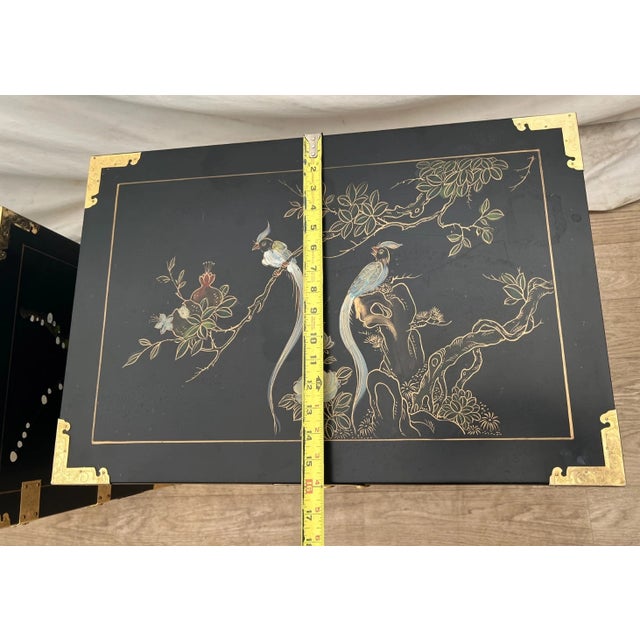 Vintage Set of Two Chinoiserie Nightstands Side Tables Japanese Tansu Inspired For Sale - Image 10 of 12