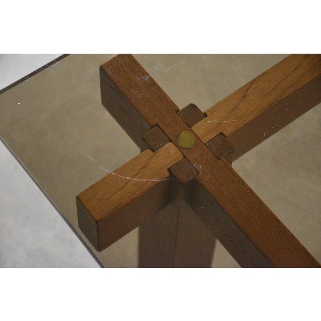 Wood 1960s Refinished Teak and Glass Square Coffee Table For Sale - Image 7 of 9