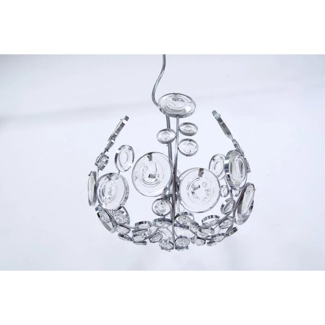 Space Age Murano Glass Steel Chandelier Ceiling Lamps, 1970s For Sale - Image 10 of 11