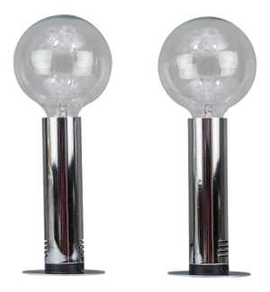 Italian Chrome and Glass Table Lamps, 1970s, Set of 2