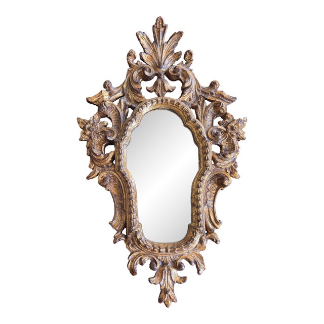Vintage Italian Handcrafted Gilt Wood Mirror For Sale