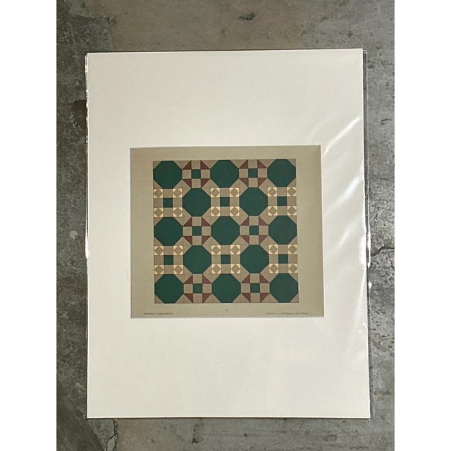 This vibrant Mid-Century Modern serigraph features a precise composition of interlocking geometric shapes, beautifully...