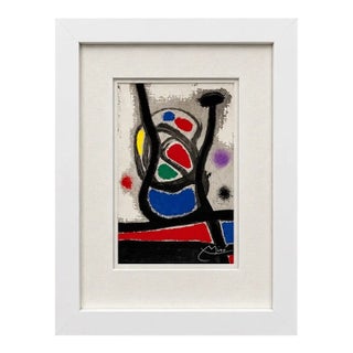 Joan Miro Oiseau Solaire, Oiseau Lunaire 1967 Color Lithograph Hand Signed, Coa 1967 For Sale